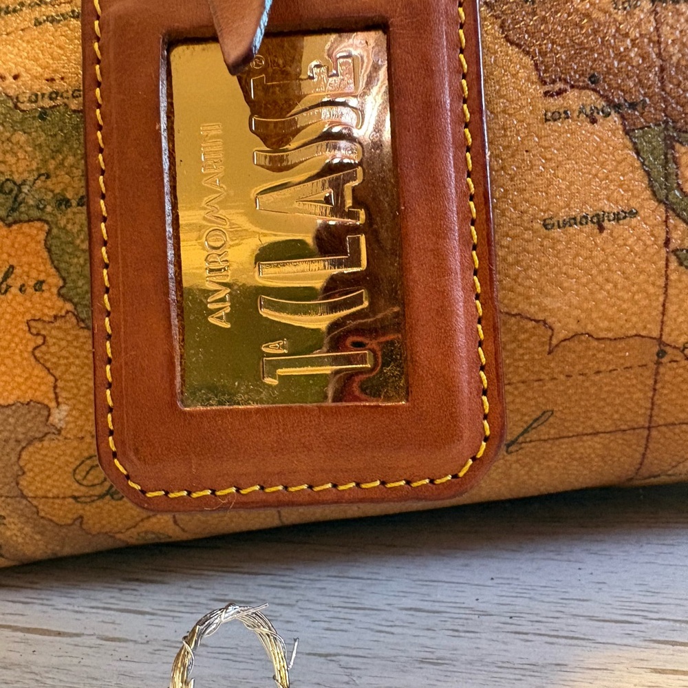Alviero Martini Brown Map Print Boston  Hand Bag - Picture 4 of 7
